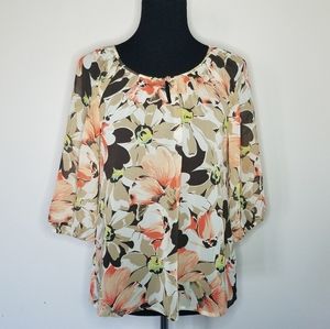 Ann Taylor Loft Flowy Sheer Floral Blouse